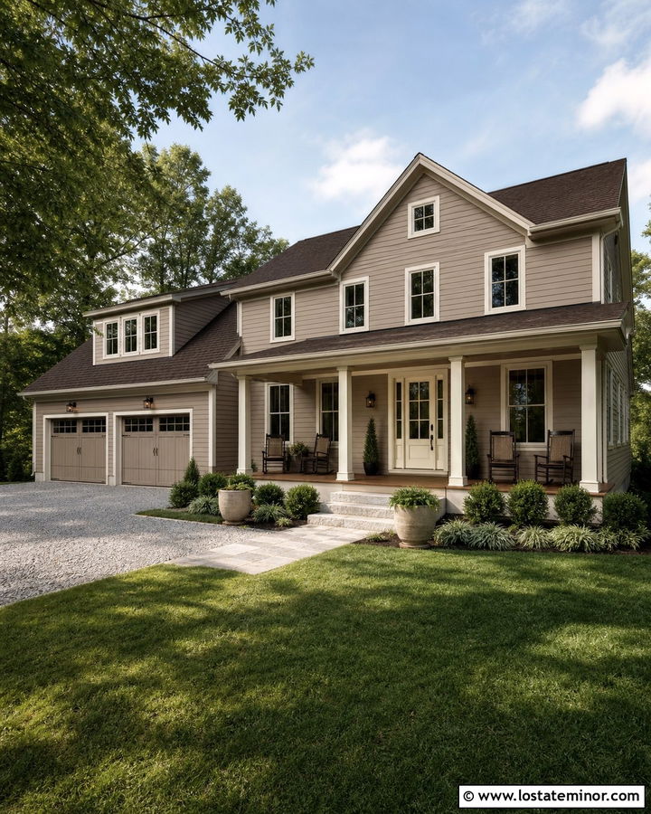 Taupe House With Cream Front Door - 30 Taupe House Design With Front Door Ideas