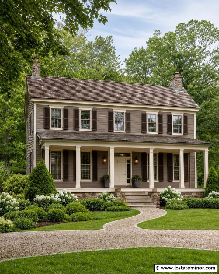 Taupe House With Cream Front Door - 30 Taupe House Design With Entry Door Ideas