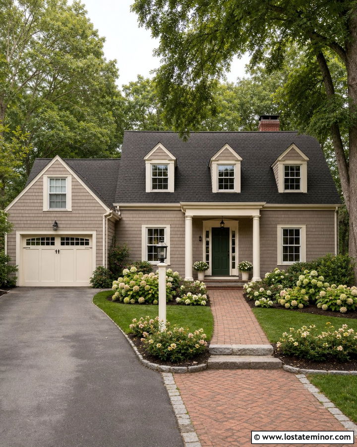 Taupe House With Cream Garage Door - 30 Taupe House Design With Garage Door Ideas