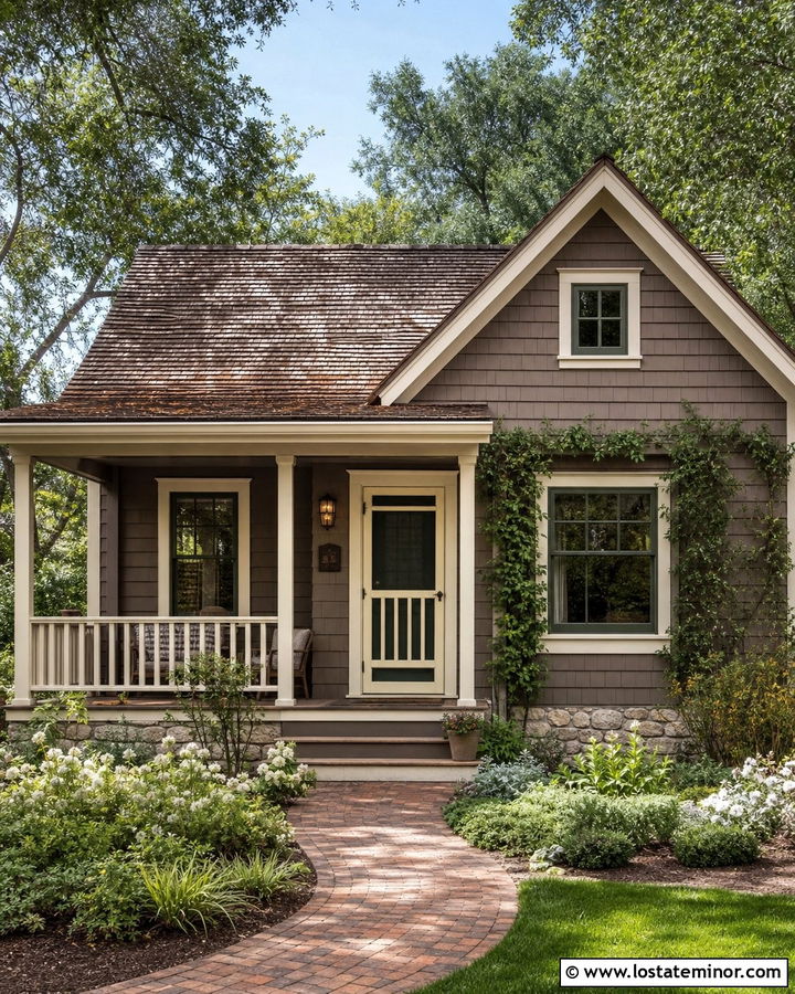 Taupe House With Cream Screen Door - 30 Taupe House Design With Screen Door Ideas