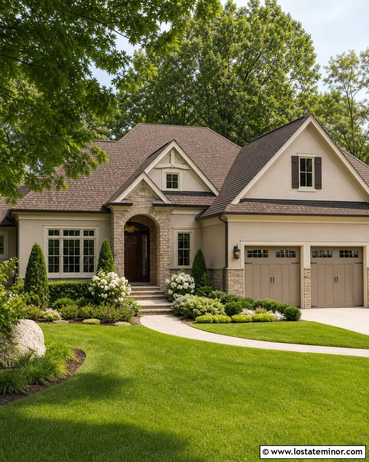 Taupe House With Cream Trim And Brown Roof - 30 Taupe House Design With Roof Ideas