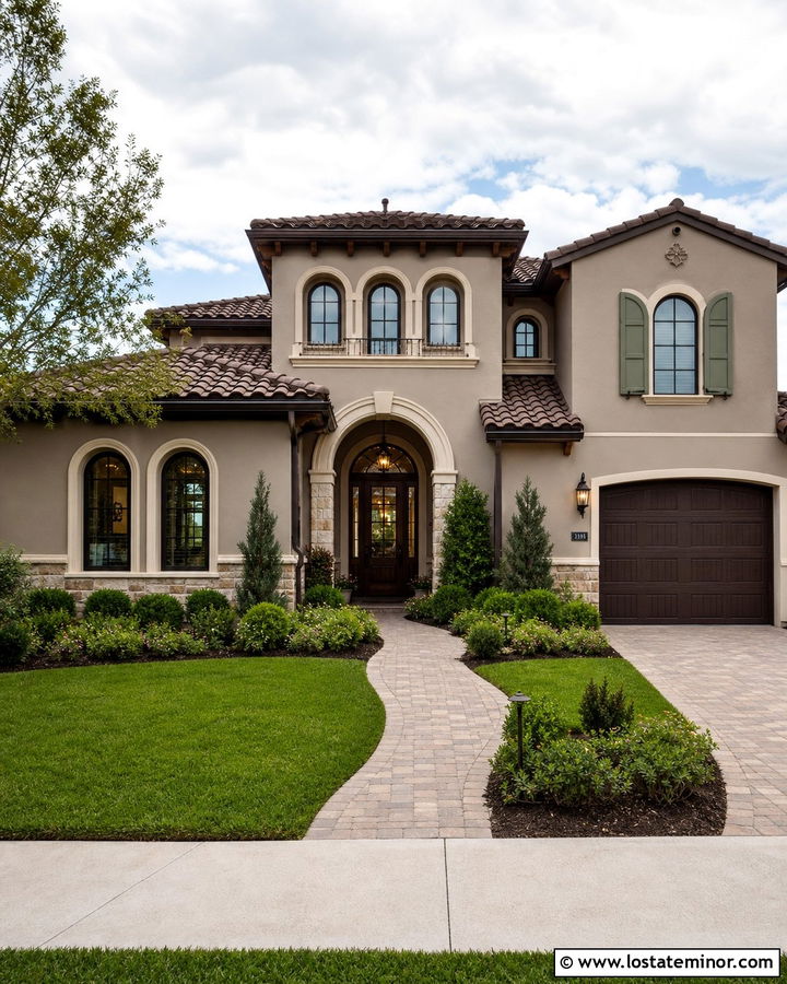 Taupe House With Cream Trim And Brown Roof - 30 Taupe House Design With Accents Ideas