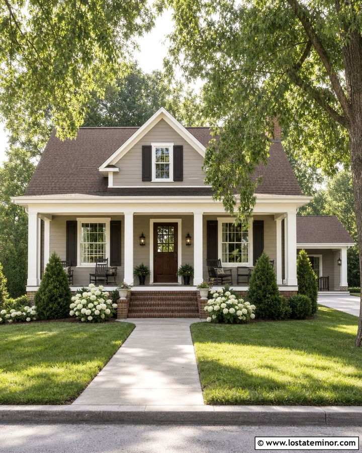 Taupe House With Cream Trim And Brown Shingles - 30 Taupe House Design With Shingles Ideas