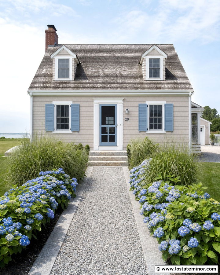 Taupe House With Dusty Blue Screen Door - 30 Taupe House Design With Screen Door Ideas