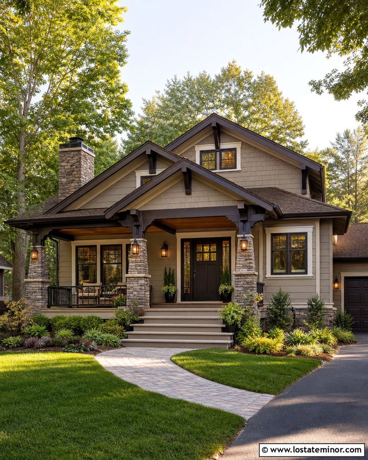 Taupe House With Espresso Front Door - 30 Taupe House Design With Entry Door Ideas