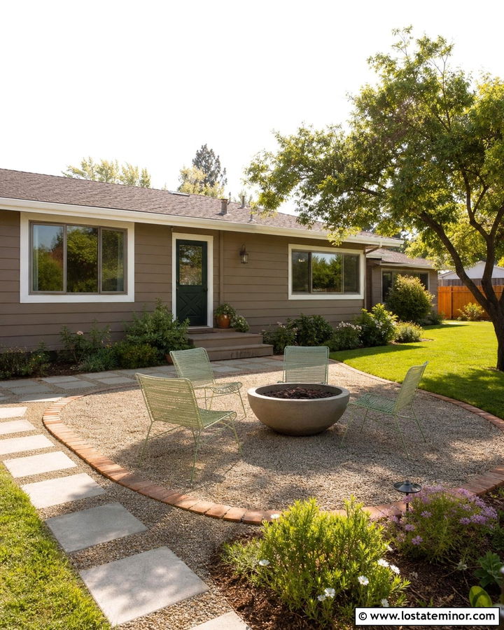 Taupe House With Gravel Courtyard - 30 Taupe House Design With Backyard Ideas