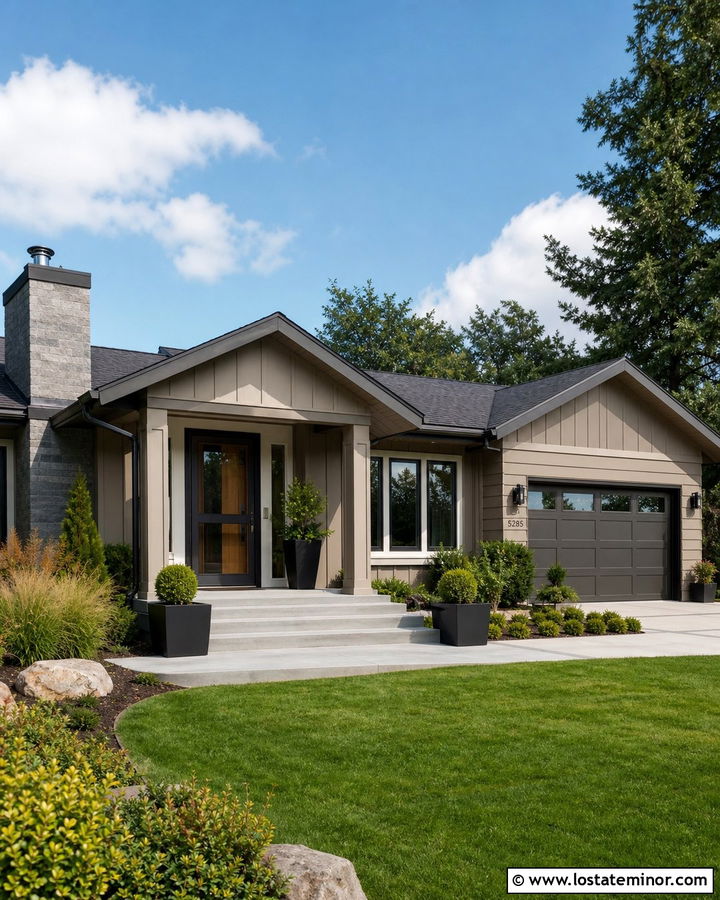 Taupe House With Gray Screen Door - 30 Taupe House Design With Screen Door Ideas