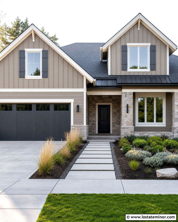 Taupe House With Gray Shutters - 30 Taupe House Design With Shutters Ideas