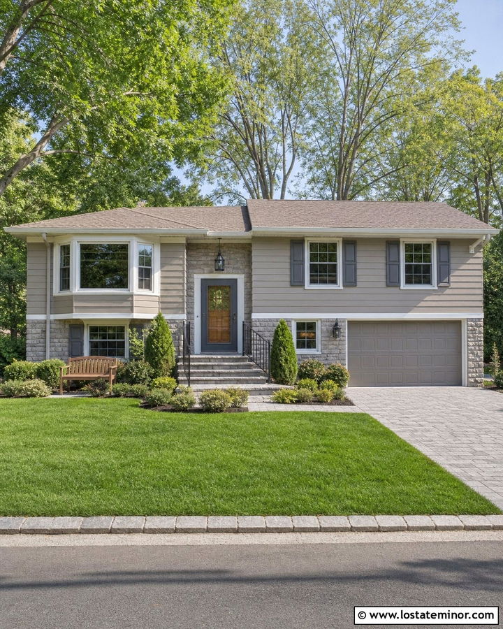 Taupe House With Gray Storm Door - 30 Taupe House Design With Storm Door Ideas