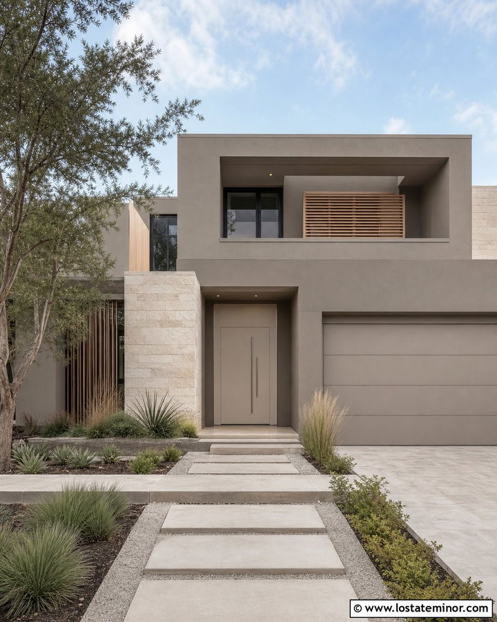 Taupe House With Greige Front Door - 30 Taupe House Design With Front Door Ideas