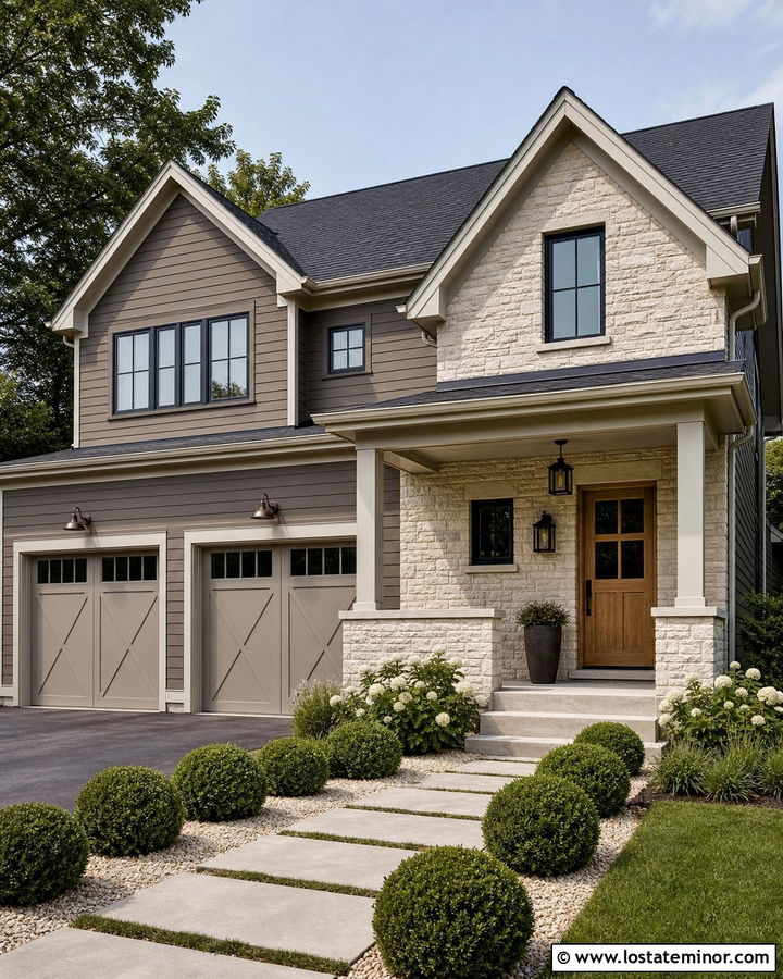 Taupe House With Greige Porch Ceiling - 30 Taupe House Design With Porch Ceiling Ideas