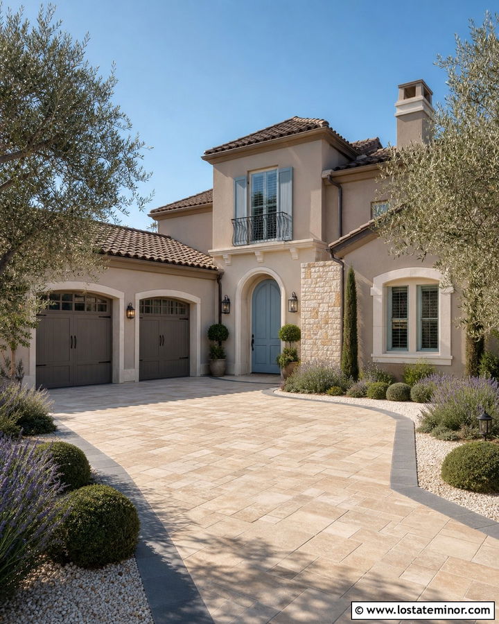 Taupe House With Limestone Driveway - 30 Taupe House Design With Driveway Ideas