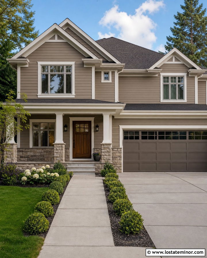 Taupe House With Manufactured Stone Wainscoting - 30 Taupe House Design With Wainscoting Ideas