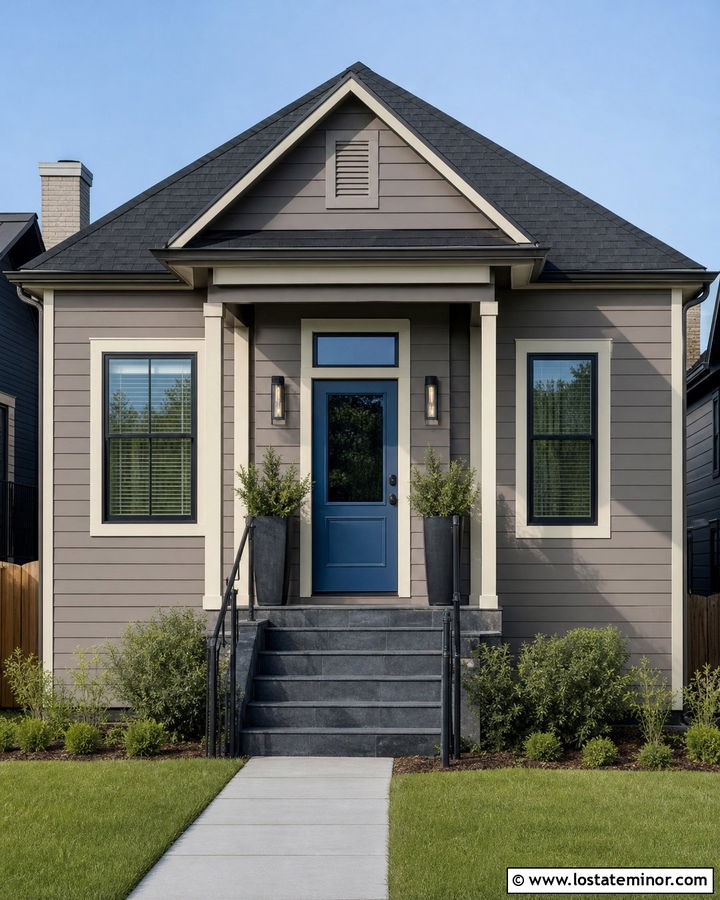 Taupe House With Narrow Front Steps - 30 Taupe House Design With Steps Ideas