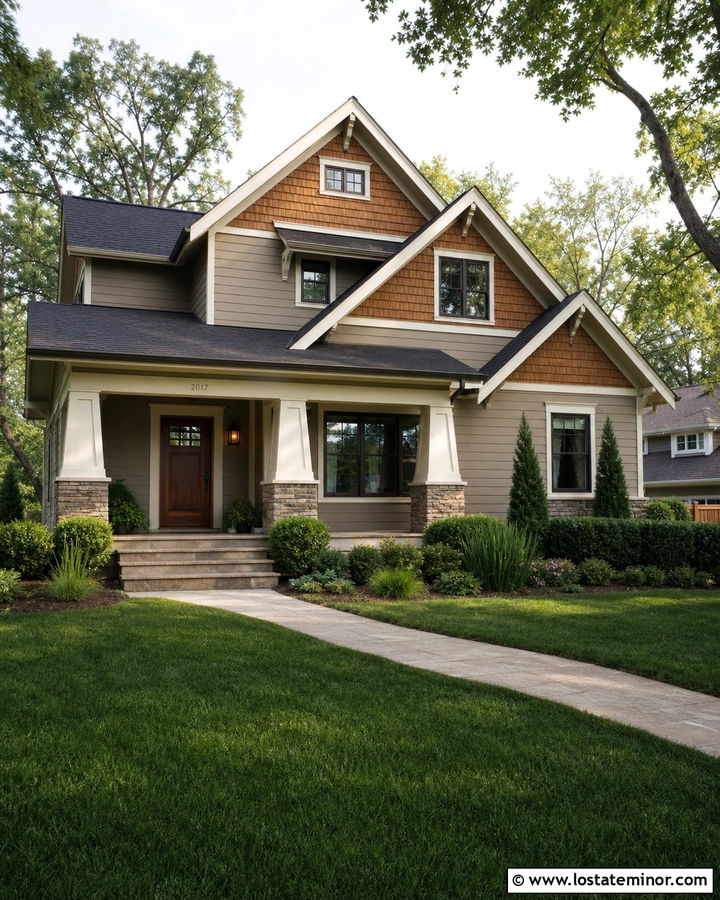 Taupe House With Natural Cedar Shake Gables - 30 Taupe House Design With Cedar Shake Ideas