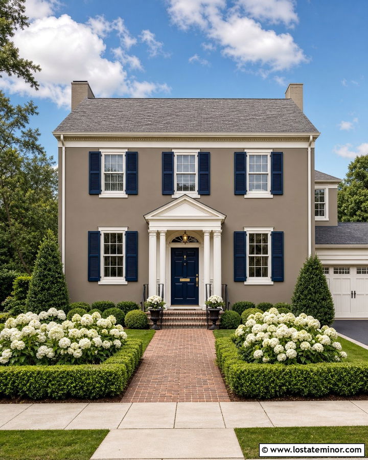 Taupe House With Navy Blue Accents - 30 Taupe House Design With Accents Ideas