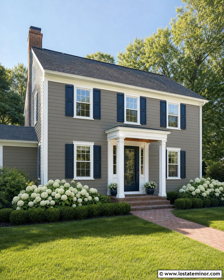 Taupe House With Navy Storm Door - 30 Taupe House Design With Storm Door Ideas
