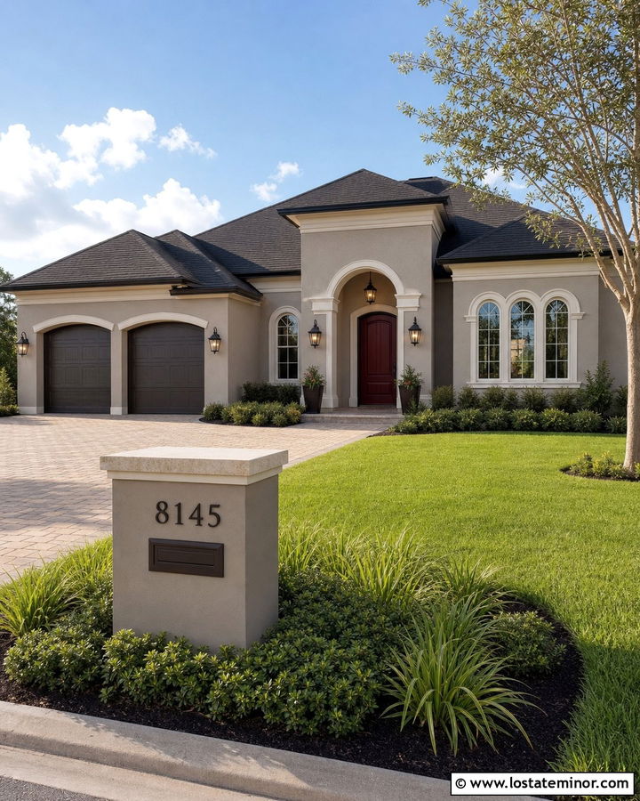 Taupe House With Numbers On Mailbox Wall - 30 Taupe House Design With House Numbers Ideas