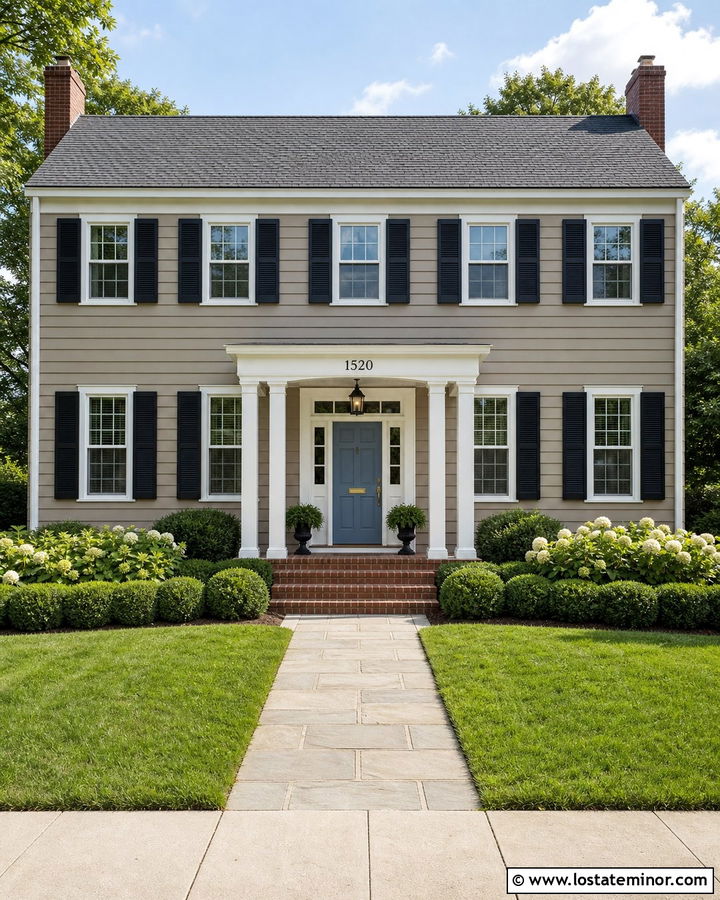 Taupe House With Numbers On Porch Beam - 30 Taupe House Design With House Numbers Ideas