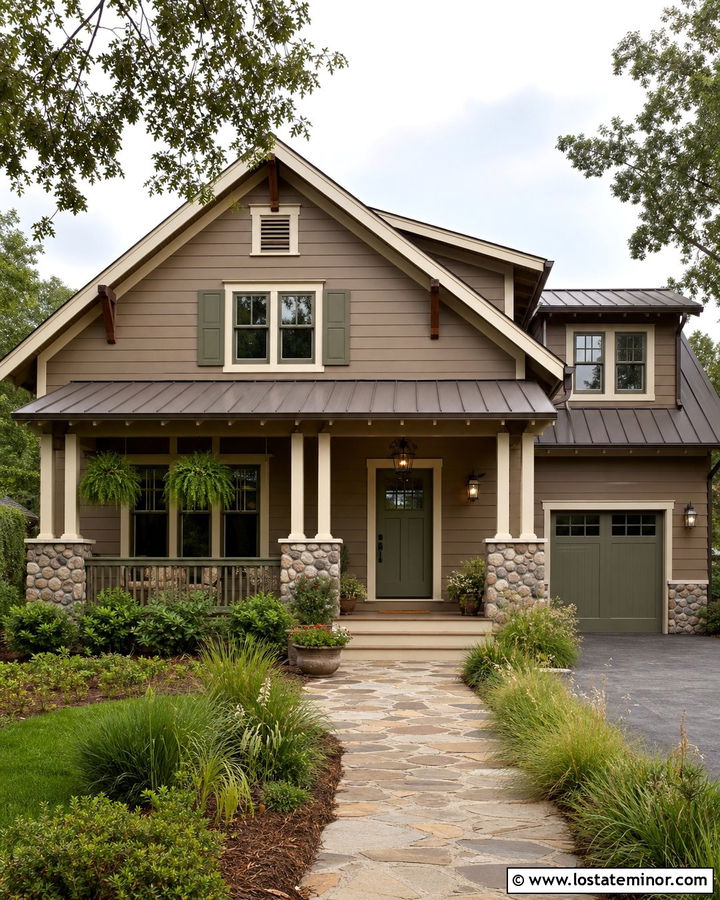 Taupe House With Olive Green Accents - 30 Taupe House Design With Accents Ideas