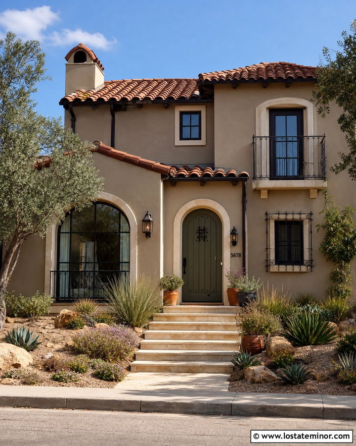 Taupe House With Olive Green Front Door - 30 Taupe House Design With Front Door Ideas