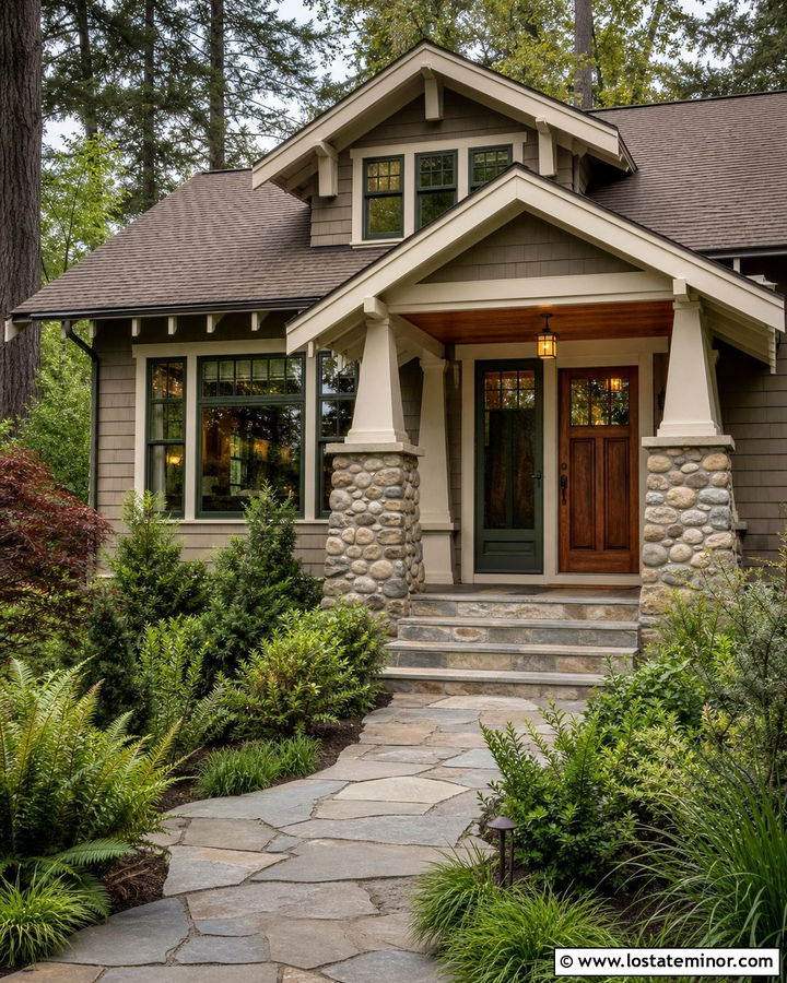 Taupe House With Olive Green Screen Door - 30 Taupe House Design With Screen Door Ideas