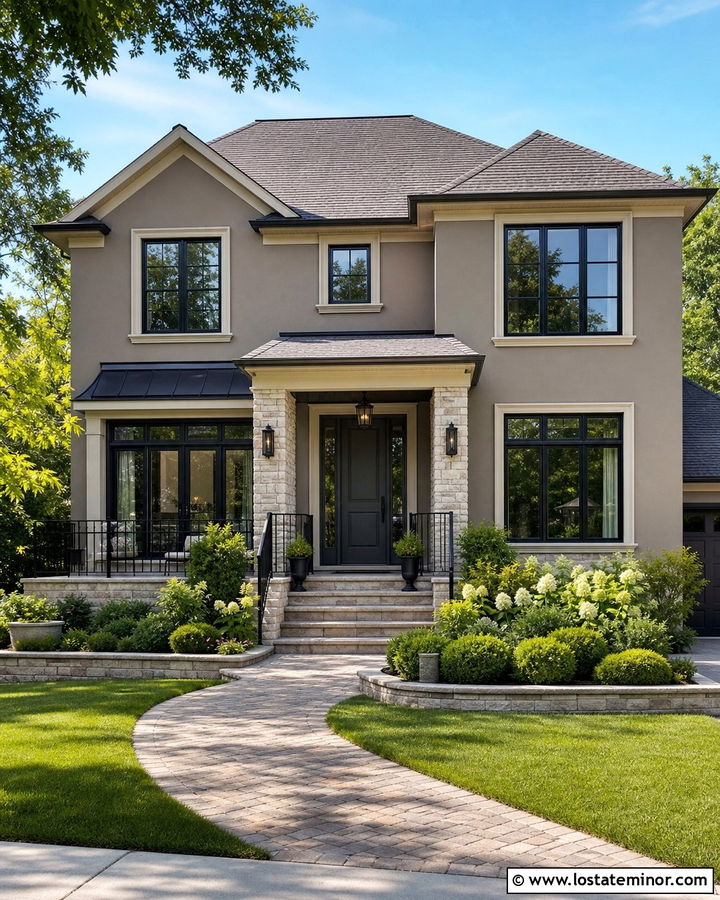 Taupe House With Pewter Roof Shingles - 30 Taupe House Design With Shingles Ideas