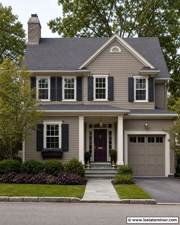 Taupe House With Plum Front Door - 30 Taupe House Design With Front Door Ideas
