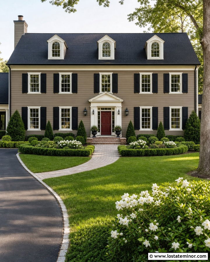 Taupe House With Red Front Door - 30 Taupe House Design With Entry Door Ideas