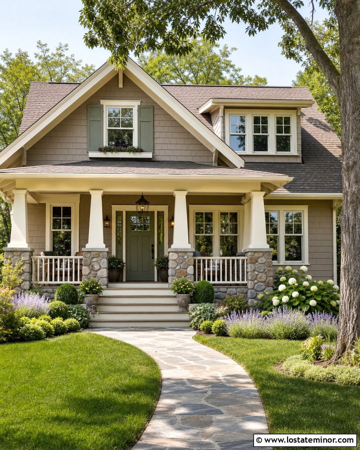 Taupe House With Sage Green Accents - 30 Taupe House Design With Accents Ideas