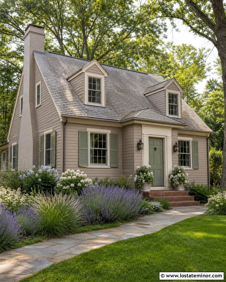 Taupe House With Sage Green Front Door - 30 Taupe House Design With Entry Door Ideas