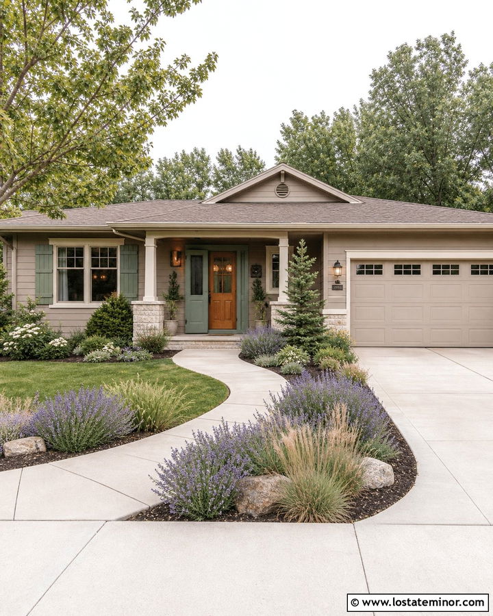 Taupe House With Sage Green Screen Door - 30 Taupe House Design With Screen Door Ideas