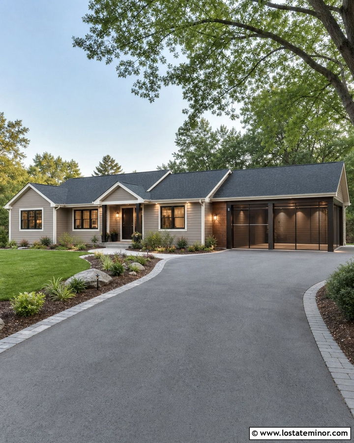 Taupe House With Screened Carport - 30 Taupe House Design With Carport Ideas