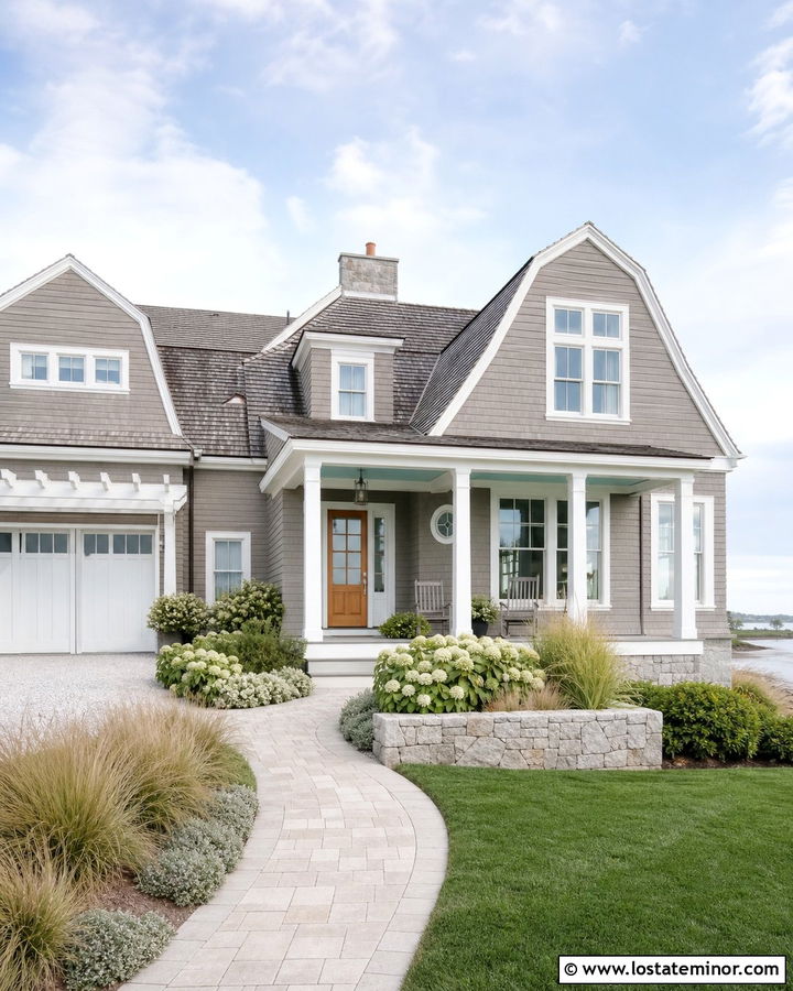 Taupe House With Sea Glass Porch Ceiling - 30 Taupe House Design With Porch Ceiling Ideas