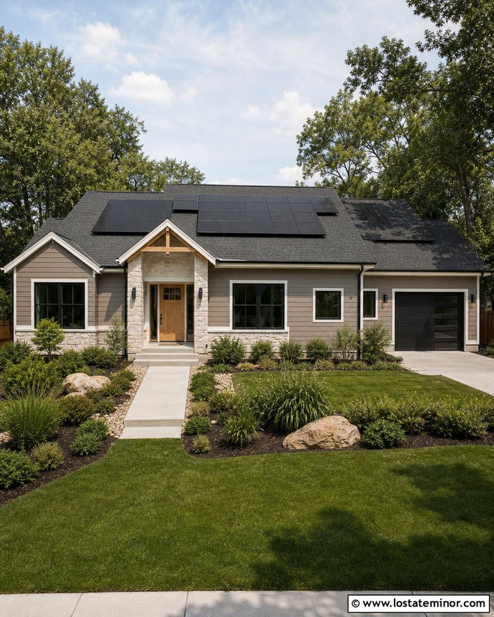 Taupe House With Solar Roof Panels - 30 Taupe House Design With Roof Ideas