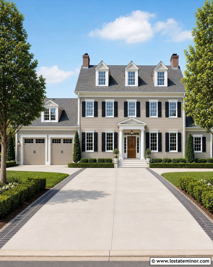 Taupe House With Straight Driveway - 30 Taupe House Design With Driveway Ideas