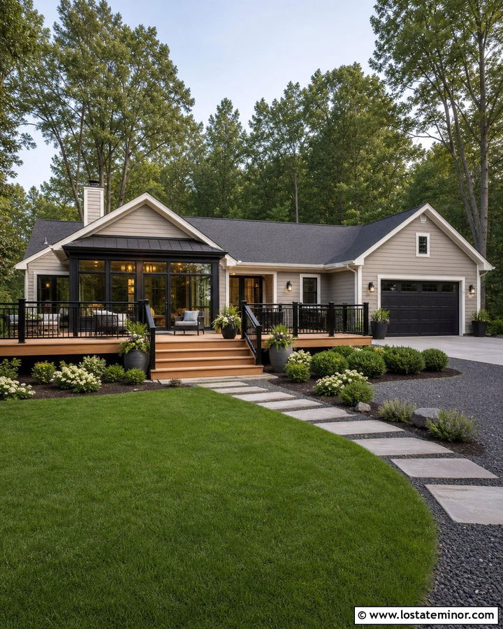 Taupe House With Sunroom And Deck - 30 Taupe House Design With Sunroom Ideas