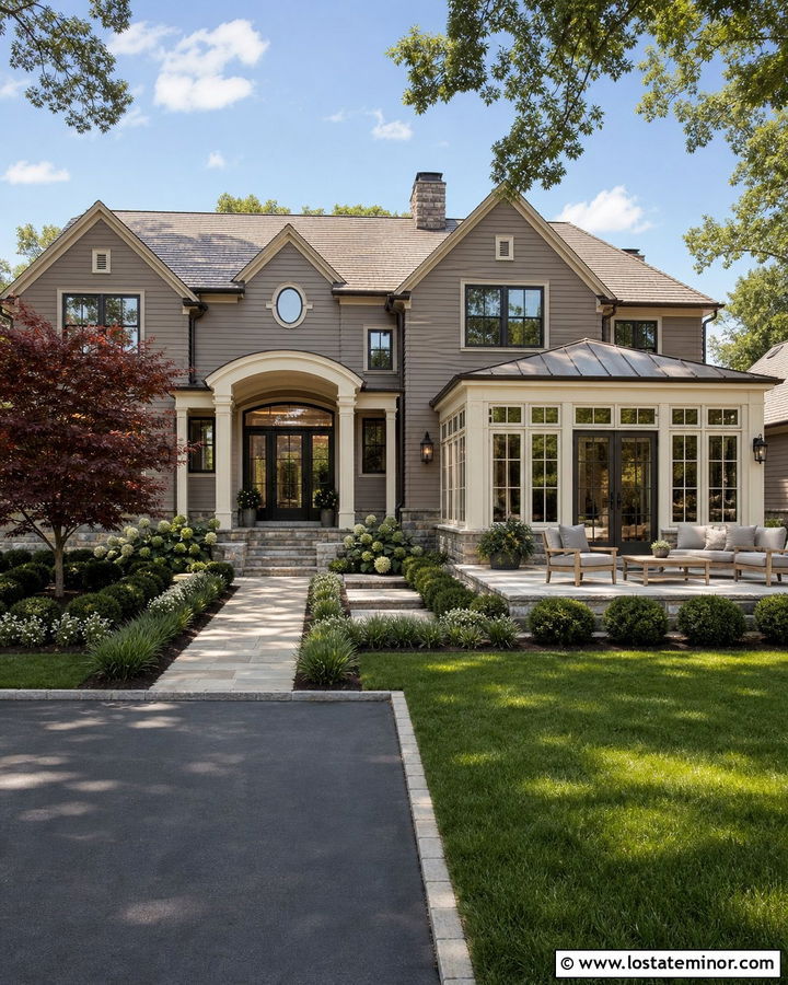 Taupe House With Sunroom And Patio - 30 Taupe House Design With Sunroom Ideas
