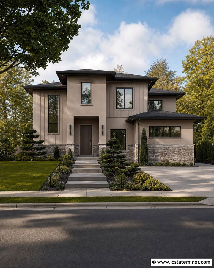 Taupe House With Taupe Front Door - 30 Taupe House Design With Entry Door Ideas