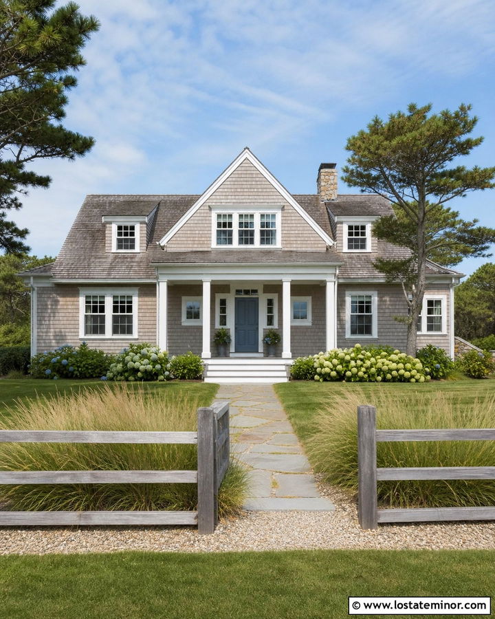 Taupe House With Weathered Wood Fence - 30 Taupe House Design With Fence Ideas