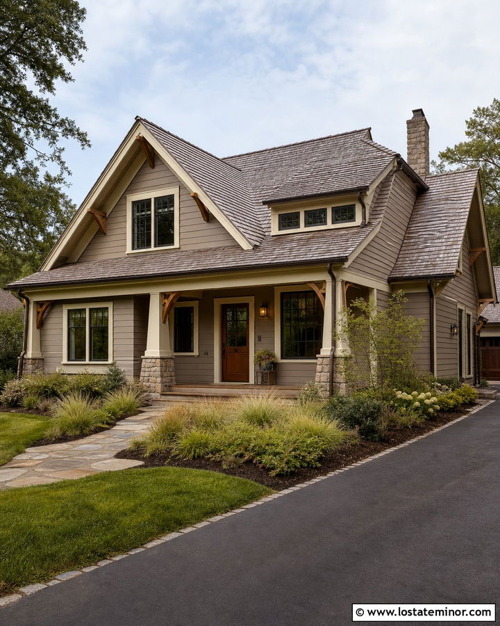 Taupe House With Weathered Wood Roof - 30 Taupe House Design With Roof Ideas
