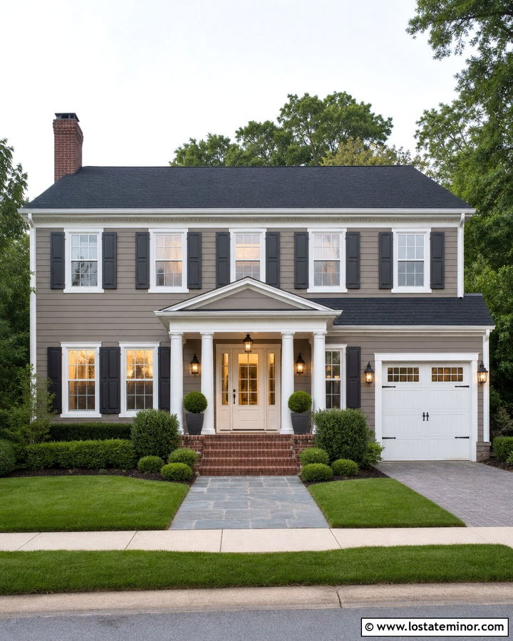 Taupe House With White Front Door - 30 Taupe House Design With Entry Door Ideas