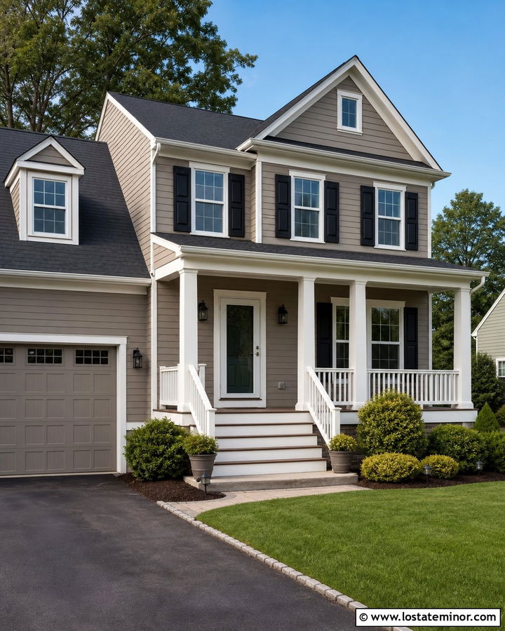 Taupe House With White Glass Storm Door - 30 Taupe House Design With Storm Door Ideas