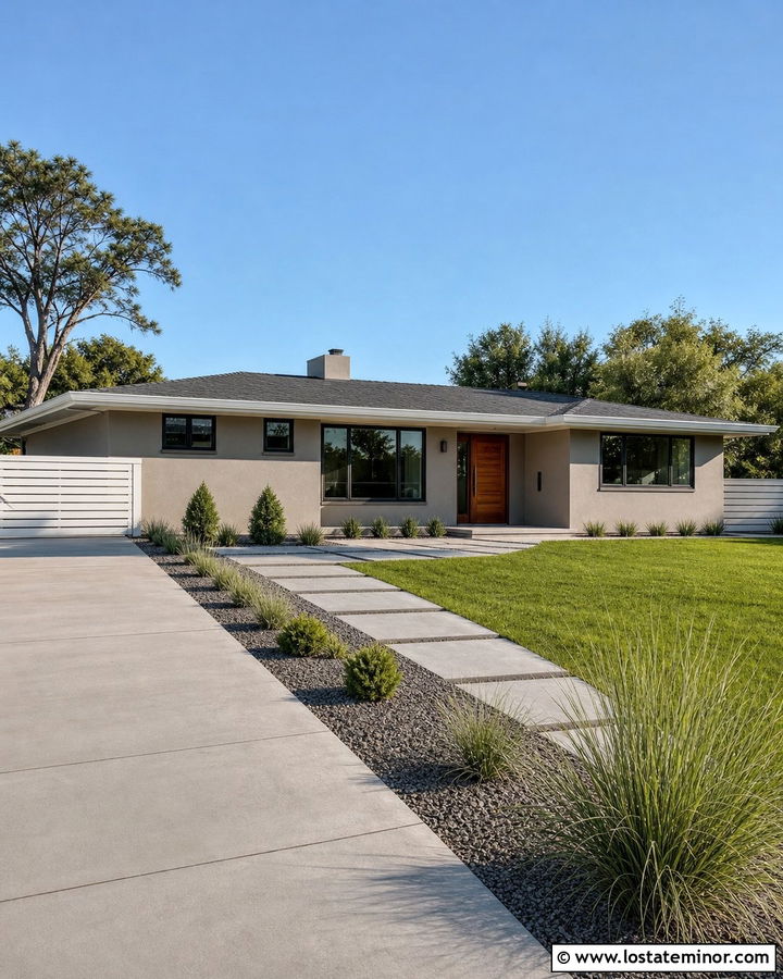 Taupe House With White Horizontal Fence - 30 Taupe House Design With Fence Ideas