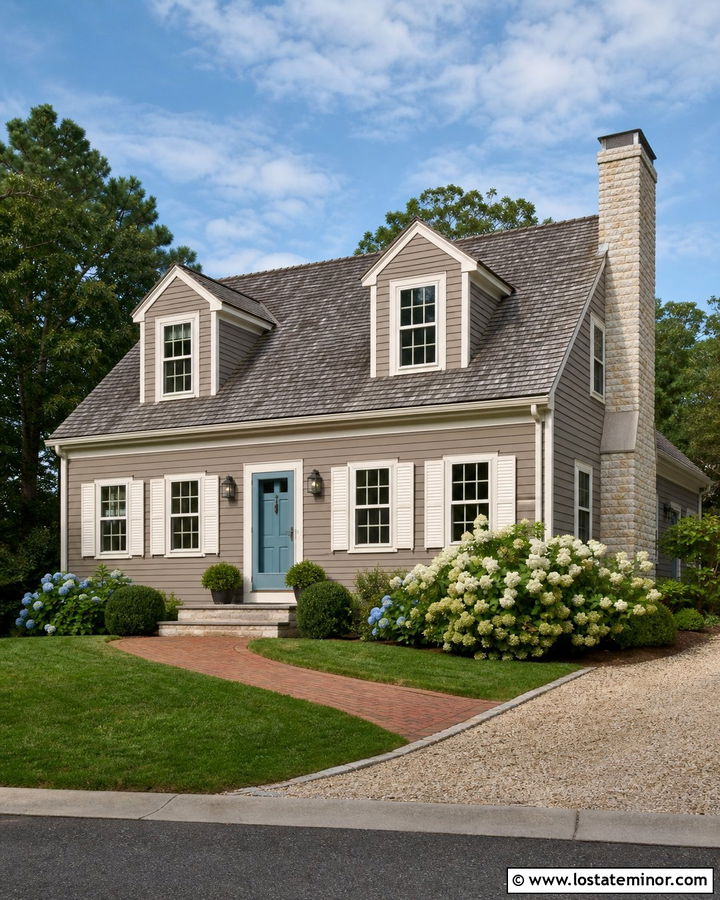 Taupe House With White Shutters - 30 Taupe House Design With Shutters Ideas