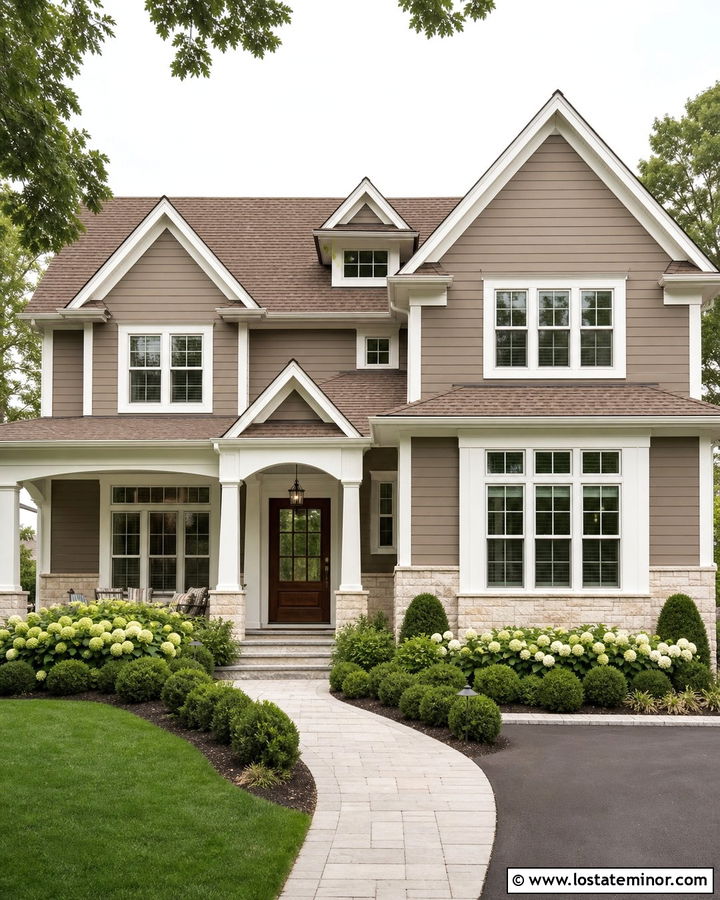 Taupe House With White Stone Wainscoting - 30 Taupe House Design With Wainscoting Ideas