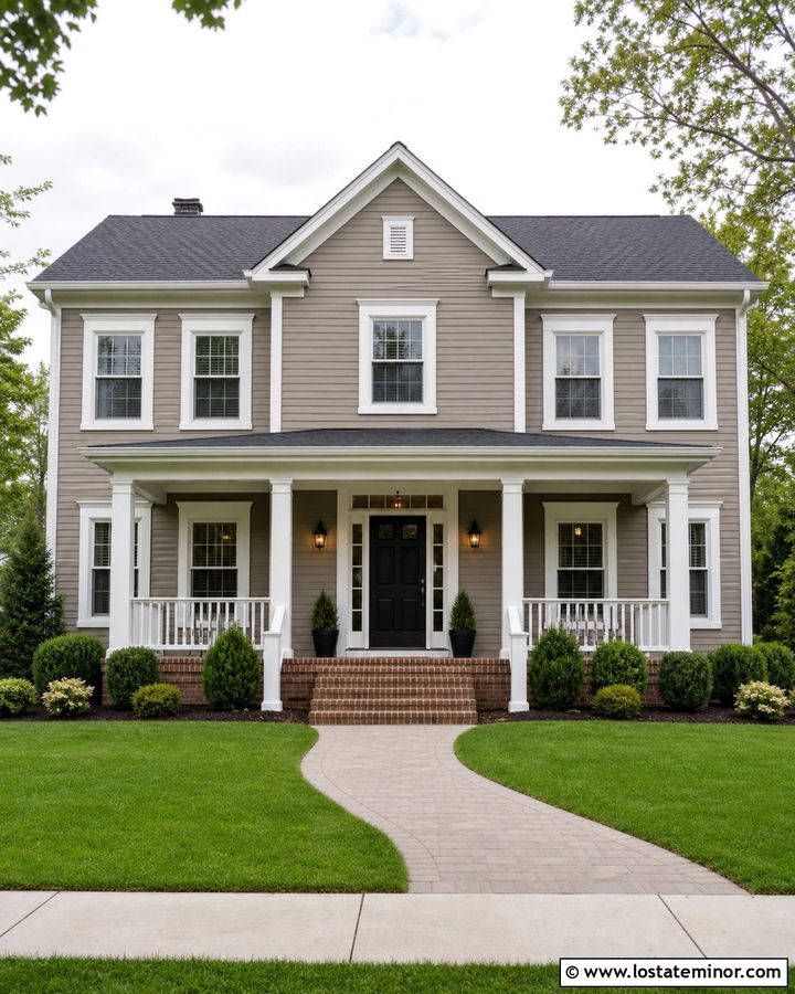Taupe House With White Trim - 30 Taupe House Design With Trim Ideas