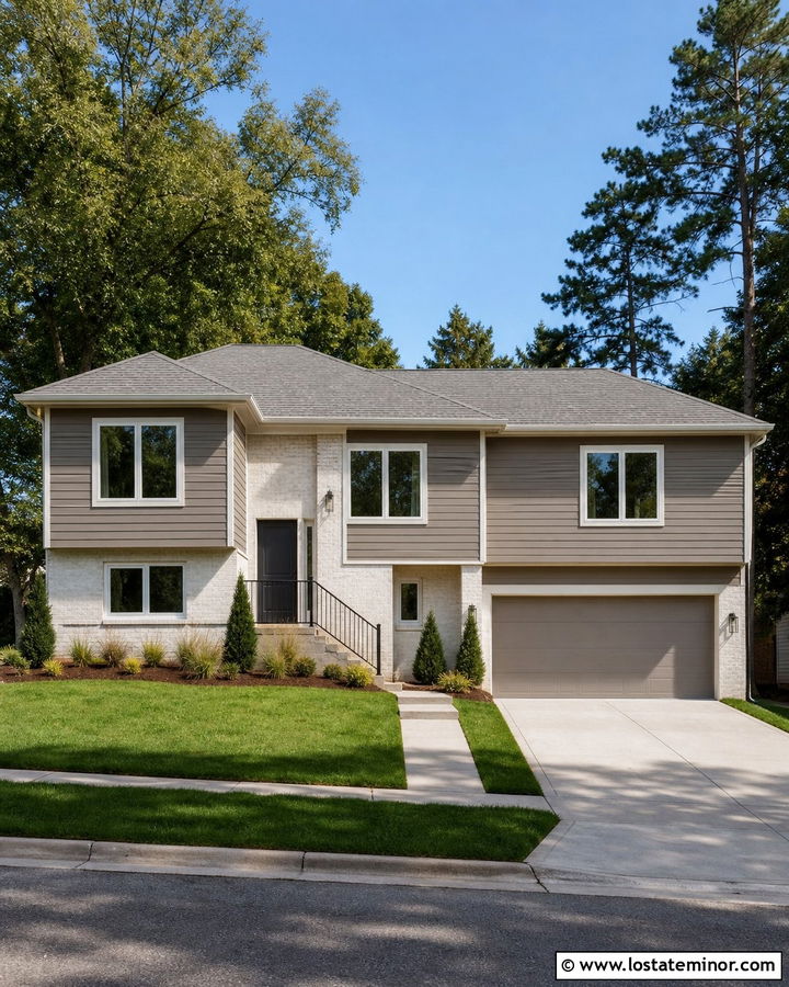 Taupe House With Whitewashed Brick - 30 Taupe House Design With Brick Accents Ideas