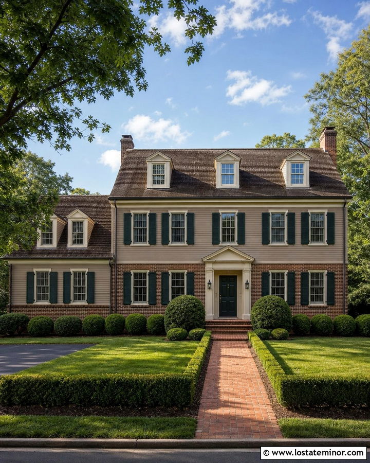Taupe Lap Siding With Brick - 30 Taupe House Design With Brick Accents Ideas