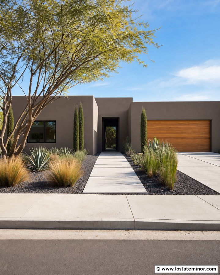 Taupe Modern House With Minimalist Landscaping - 30 Taupe House Design With Landscaping Ideas